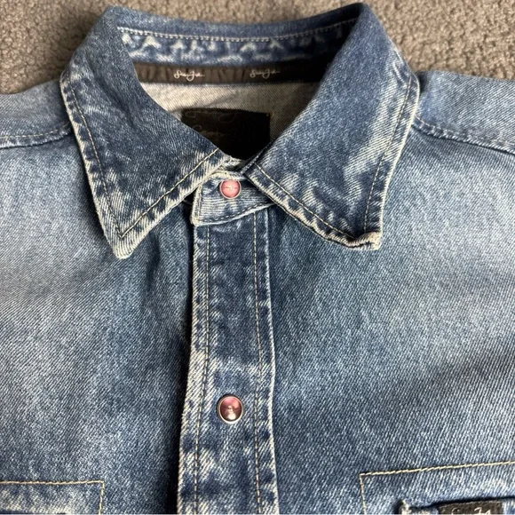 VTG Sean John Jacket Men Blue Denim Pearl Snap Button Pockets Cowboy. - Picture 3 of 14